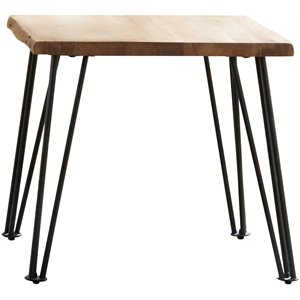 bowery hill modern end table with hairpin leg in natural and matte black