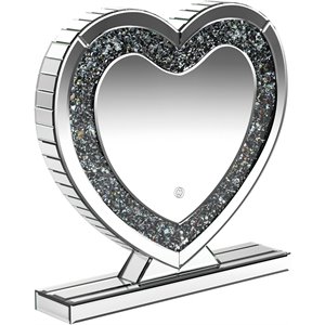 bowery hill contemporary heart shape table mirror in silver