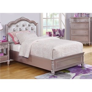 bowery hill traditional tufted twin bed in metallic lilac