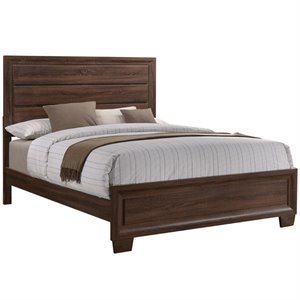 bowery hill transitional casual wooden queen panel bed in medium warm brown