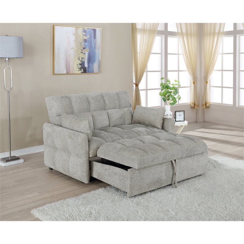 Bowery Hill Modern Tufted Sleeper Sofa Bed in Beige