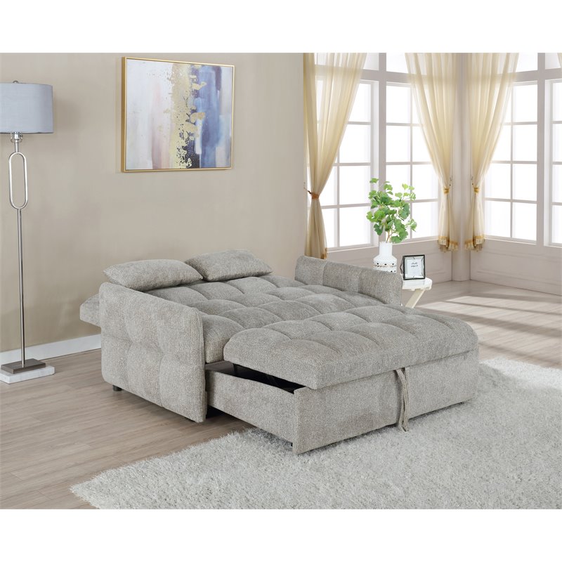 Bowery Hill Modern Tufted Sleeper Sofa Bed in Beige