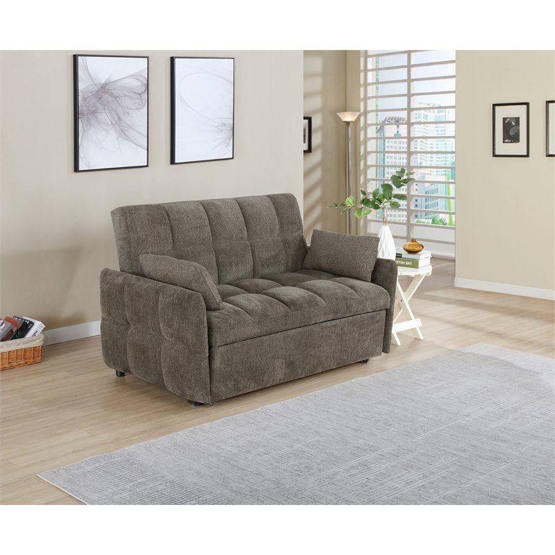 Bowery Hill Modern Tufted Sleeper Sofa Bed in Brown