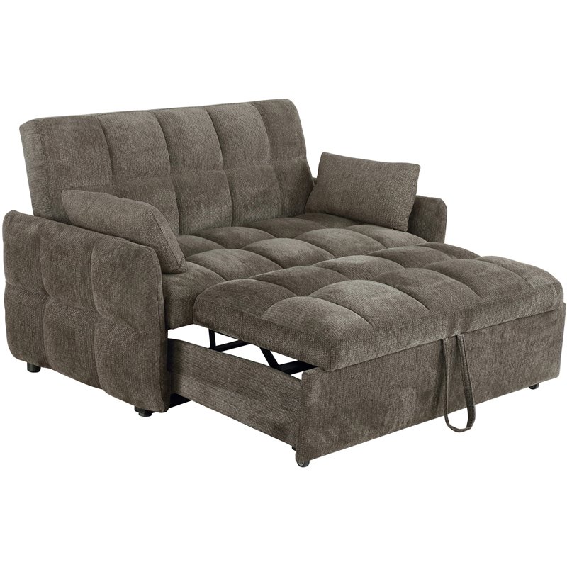 Bowery Hill Modern Tufted Sleeper Sofa Bed in Brown