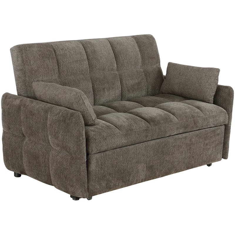 Bowery Hill Modern Tufted Sleeper Sofa Bed in Brown