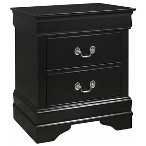 bowery hill traditional 2 drawer nightstand in black and nickel