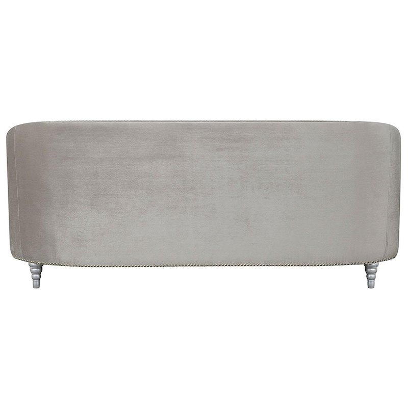 Bowery Hill 3 Piece Velvet Tufted Sofa Set in Gray and Silver