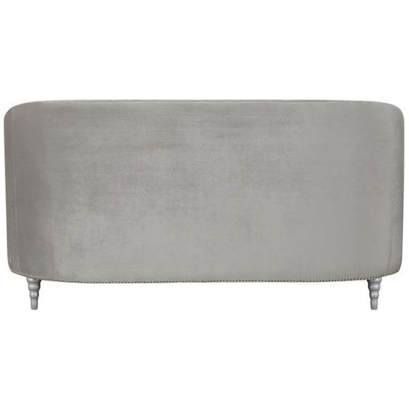 Bowery Hill 3 Piece Velvet Tufted Sofa Set in Gray and Silver