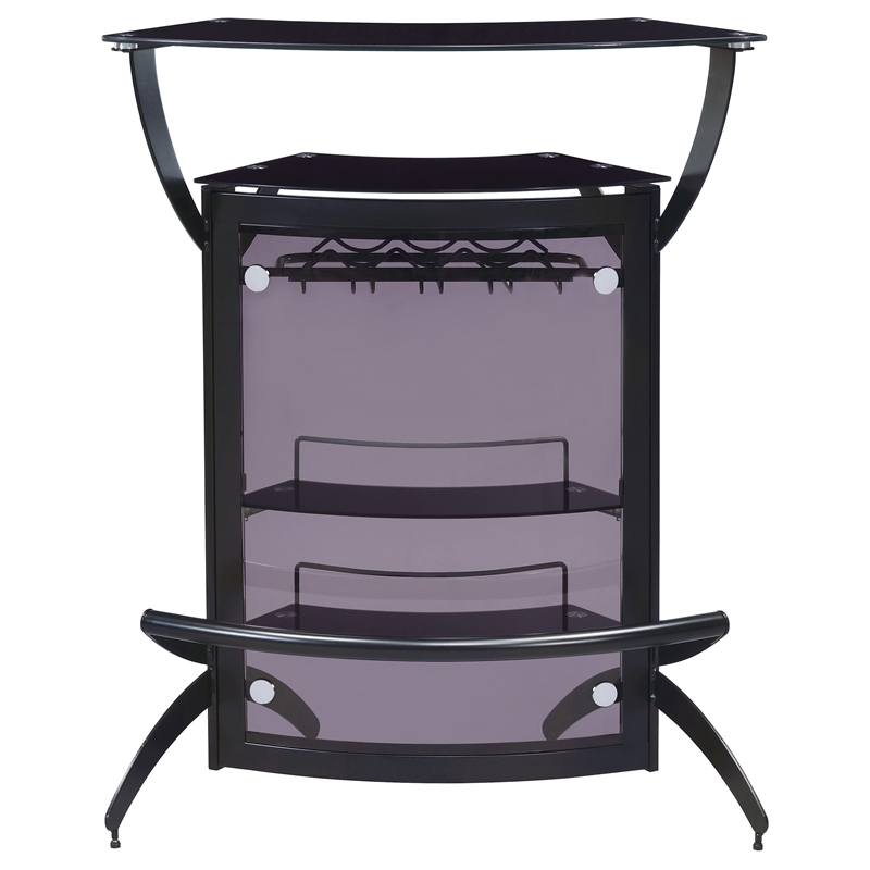 Bowery Hill Contemporary 3 Bottle Wine Rack Bar Unit in Smoked and Black