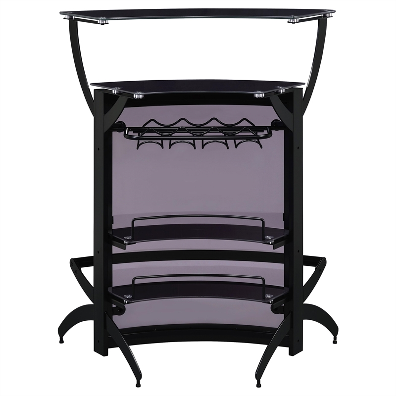 Bowery Hill Contemporary 3 Bottle Wine Rack Bar Unit in Smoked and Black