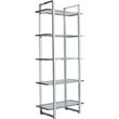 Bowery Hill 5 Tier Glass Shelf Bookcase in Chrome