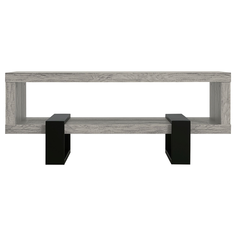 Bowery Hill Modern Rectangular Wood and Metal Coffee Table in Gray Driftwood