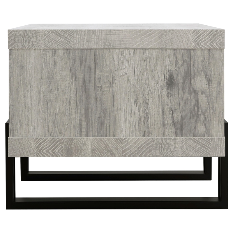 Bowery Hill Modern Rectangular Wood and Metal Coffee Table in Gray Driftwood