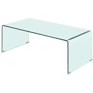 bowery hill modern clear rectangular glass coffee table