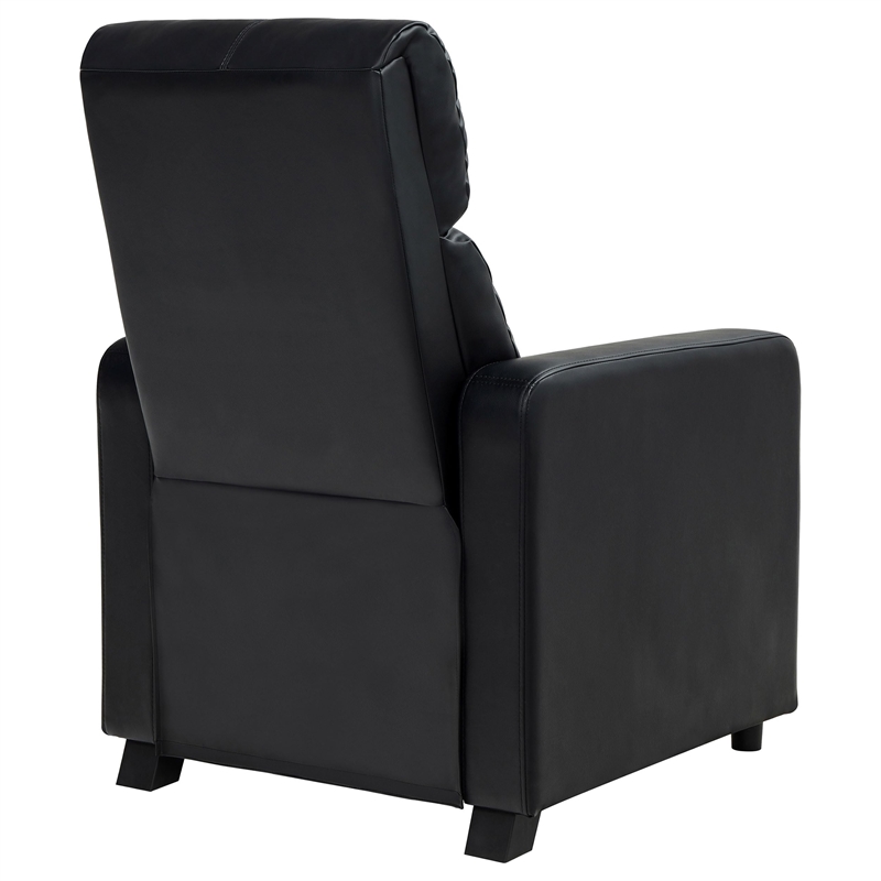 Bowery Hill Modern Faux Leather Push Back Home Theatre Recliner in Black