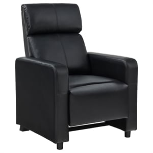 Bowery Hill Modern Faux Leather Push Back Home Theatre Recliner in Black