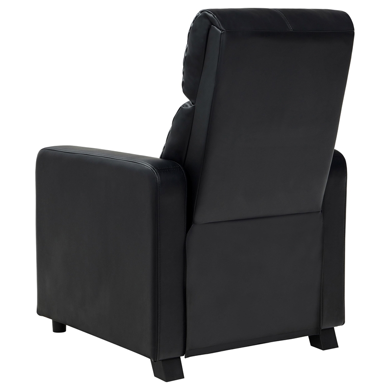 Bowery Hill Modern Faux Leather Push Back Home Theatre Recliner in Black