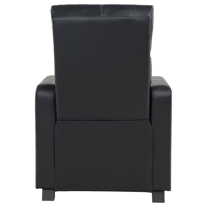 Bowery Hill Modern Faux Leather Push Back Home Theatre Recliner in Black