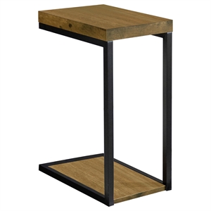 Bowery Hill Contemporary C-Shape Snack Table in Black and Antique Nutmeg