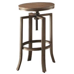 bowery hill contemporary swivel height adjustable bar stool in medium walnut