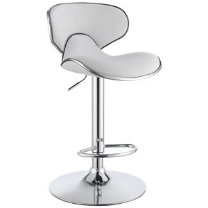 bowery hill contemporary adjustable upholstered bar stool in white