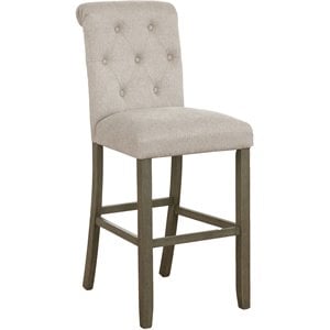 bowery hill contemporary tufted back bar stool in beige and rustic brown