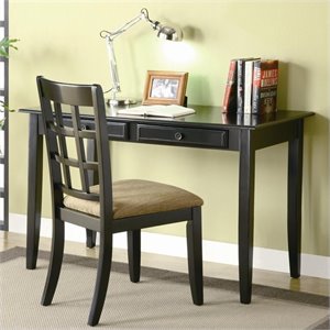 bowery hill traditional 2-piece wood computer desk with chair in black