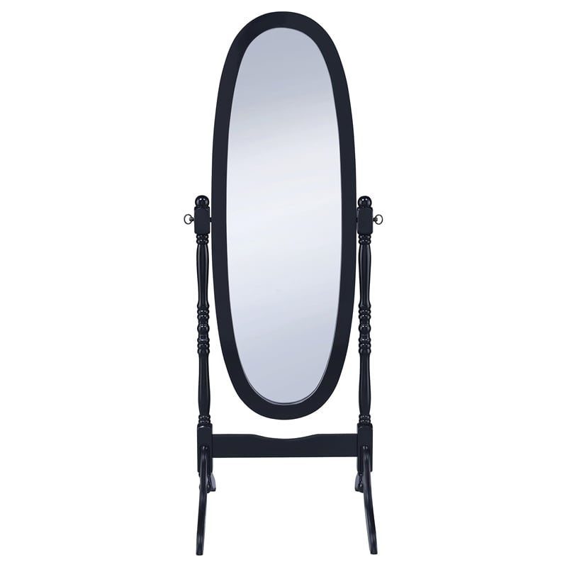 Bowery Hill Traditional Oval Cheval Mirror in Black