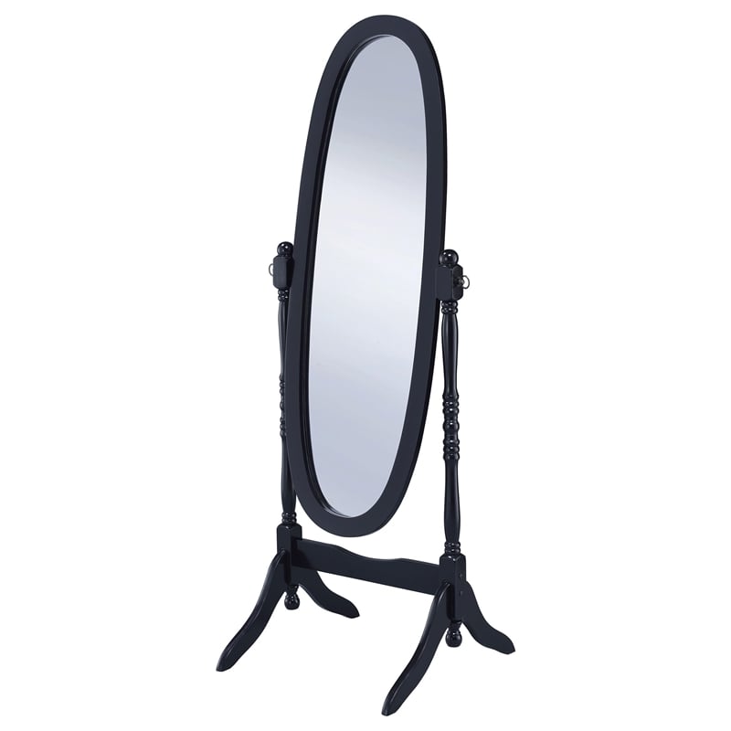 Bowery Hill Traditional Oval Cheval Mirror in Black