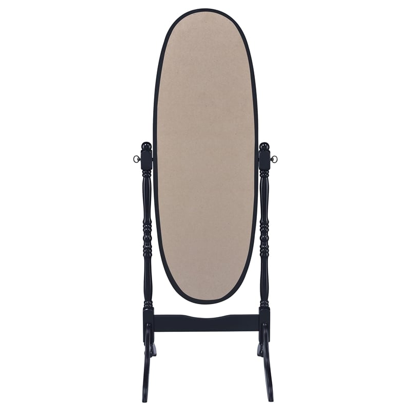 Bowery Hill Traditional Oval Cheval Mirror in Black