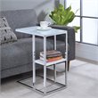 Bowery Hill Contemporary Glass Top Side Table in White and Chrome