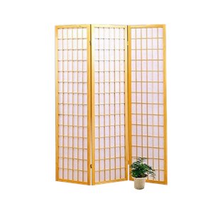 bowery hill traditional three panel screen room divider in natural