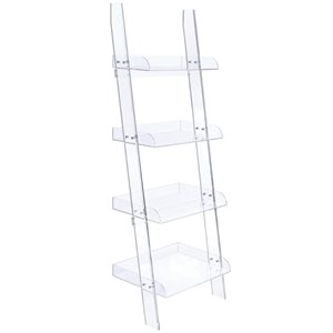 bowery hill modern 4 shelf contemporary clear acrylic ladder bookcase