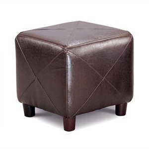 bowery hill contemporary faux leather cube ottoman in dark brown