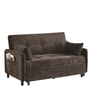 bowery hill contemporary underwood tufted convertible sofa in dark brown