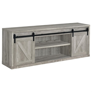 Bowery Hill Contemporary 71&quot 3 Shelf Sliding Doors TV Console in Grey Driftwood