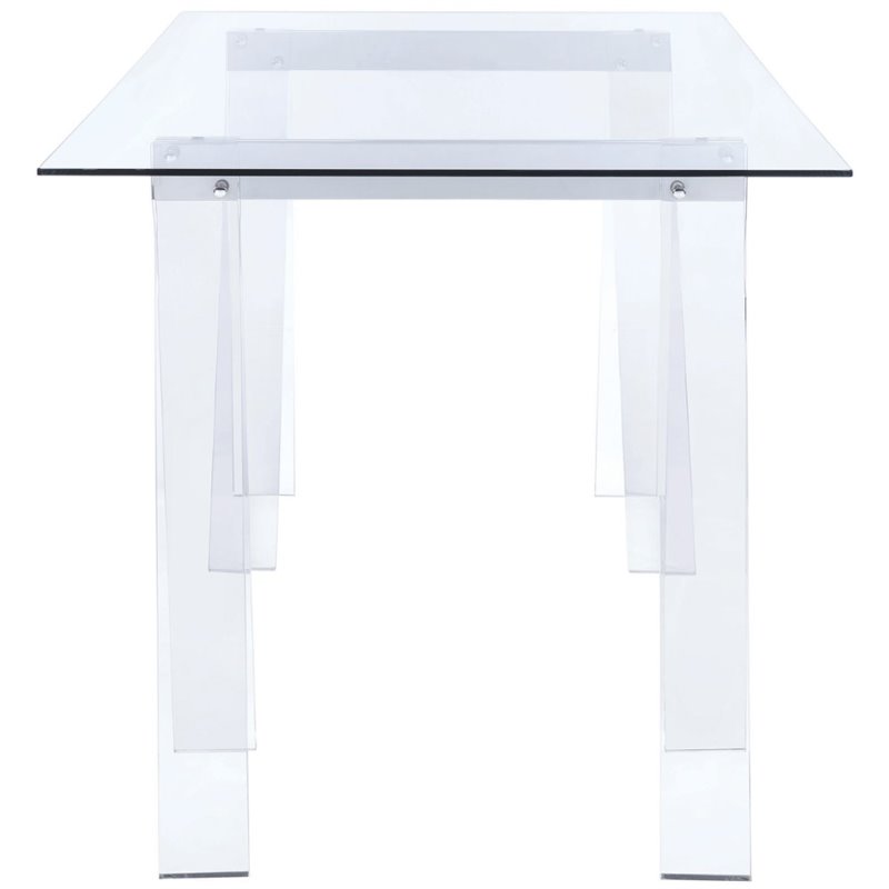 Bowery Hill Contemporary Clear Glass Top Acrylic Sawhorse Writing Desk