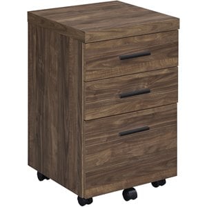 bowery hill modern 3 drawer mobile storage cabinet with casters in aged walnut