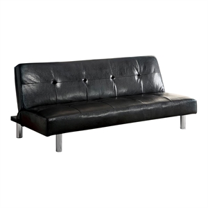 bowery hill modern faux leather sleeper sofa bed in black