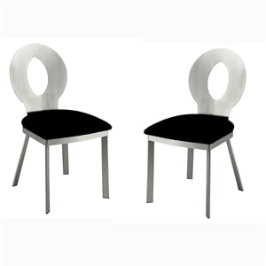 Bowery Hill Modern Stainless Steel Dining Chair in Silver (Set of 2)