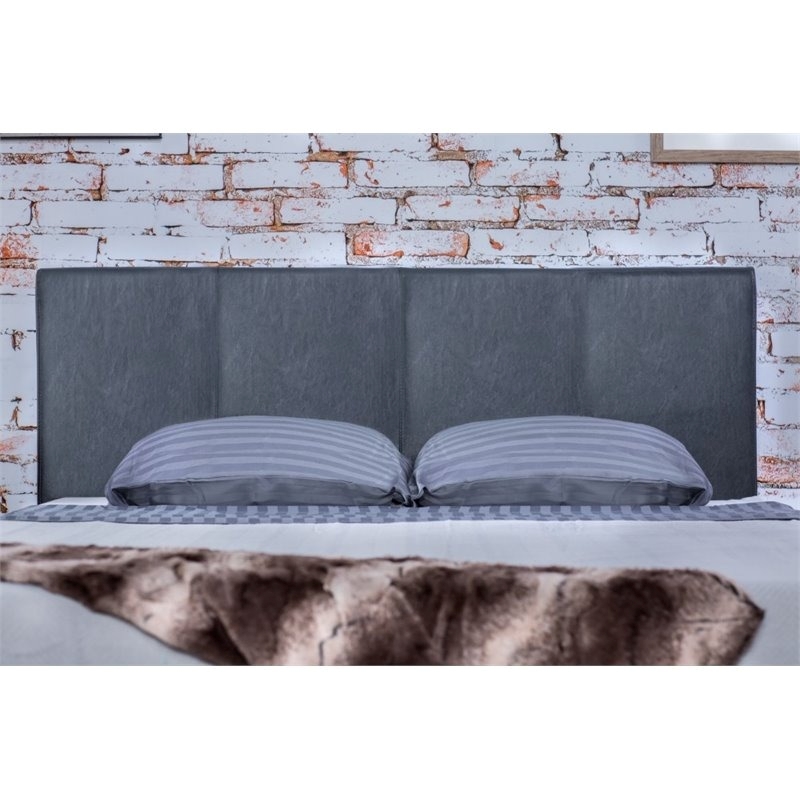 Bowery Hill Modern Faux Leather/Wood King Platform Bed in Gray