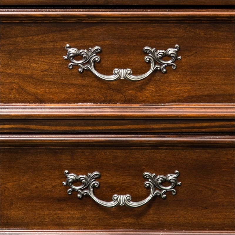 Bowery Hill 3 Drawers Traditional Solid Wood Nightstand in Brown Cherry