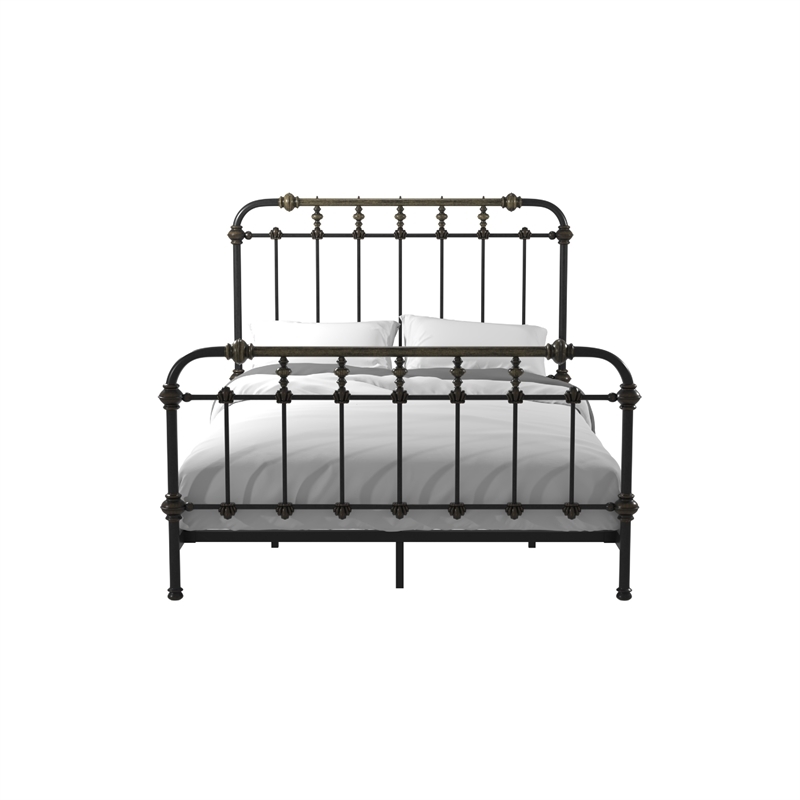Bowery Hill Farmhouse Metal Full Spindle Bed in Antique Black