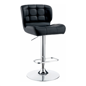 bowery hill contemporary faux leather adjustable bar stool in black