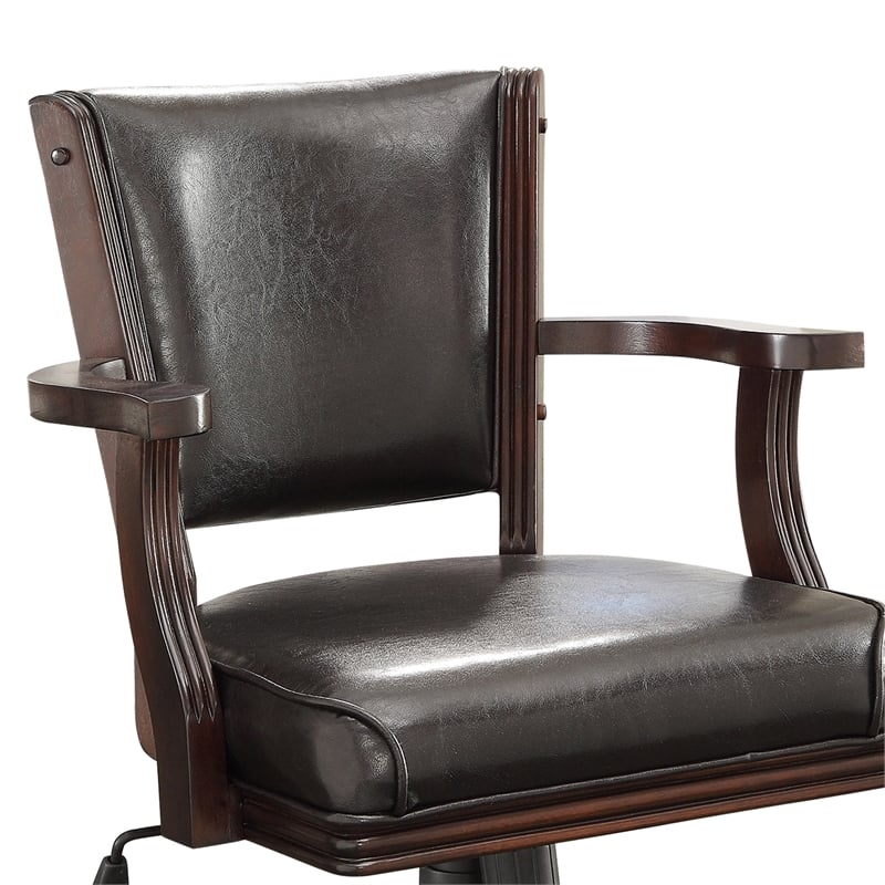 Bowery Hill Traditional Wood/Faux Leather Adjustable Gaming Chair in Cherry