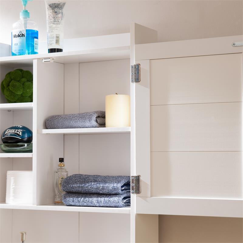 Bowery Hill Modern Wood Bathroom Space Saving Cabinet in White
