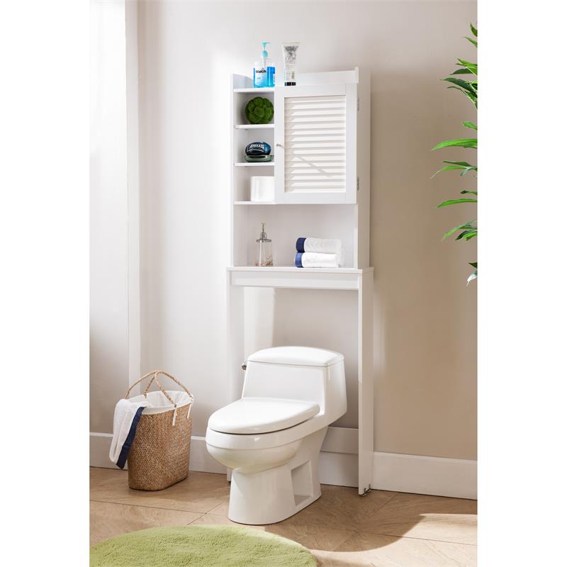 Bowery Hill Modern Wood Bathroom Space Saving Cabinet in White