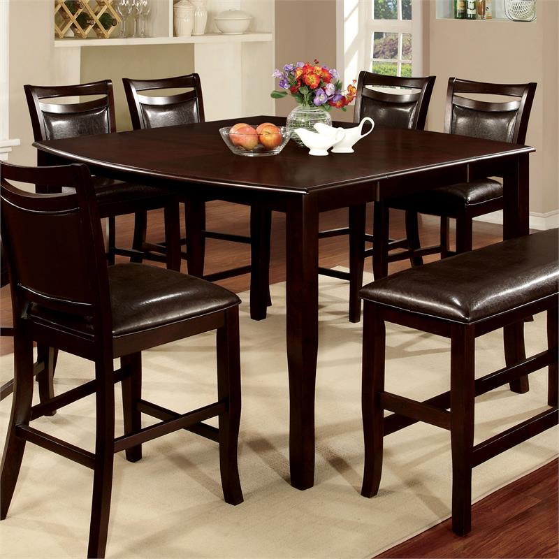 Bowery Hill Transitional Wood Expandable Counter Dining Table in Espresso