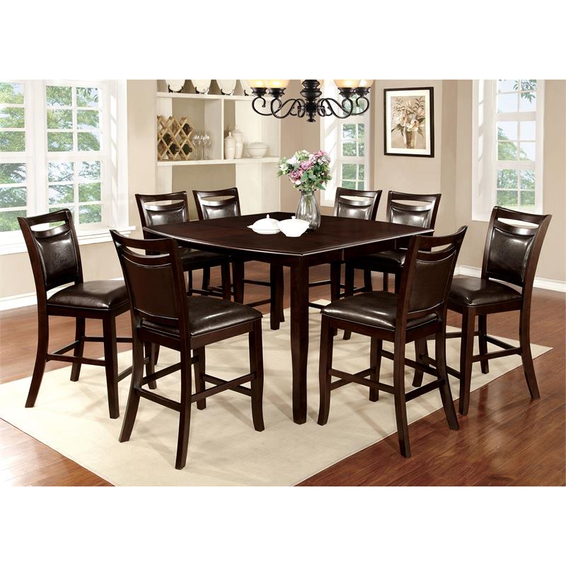Bowery Hill Transitional Wood Expandable Counter Dining Table in Espresso