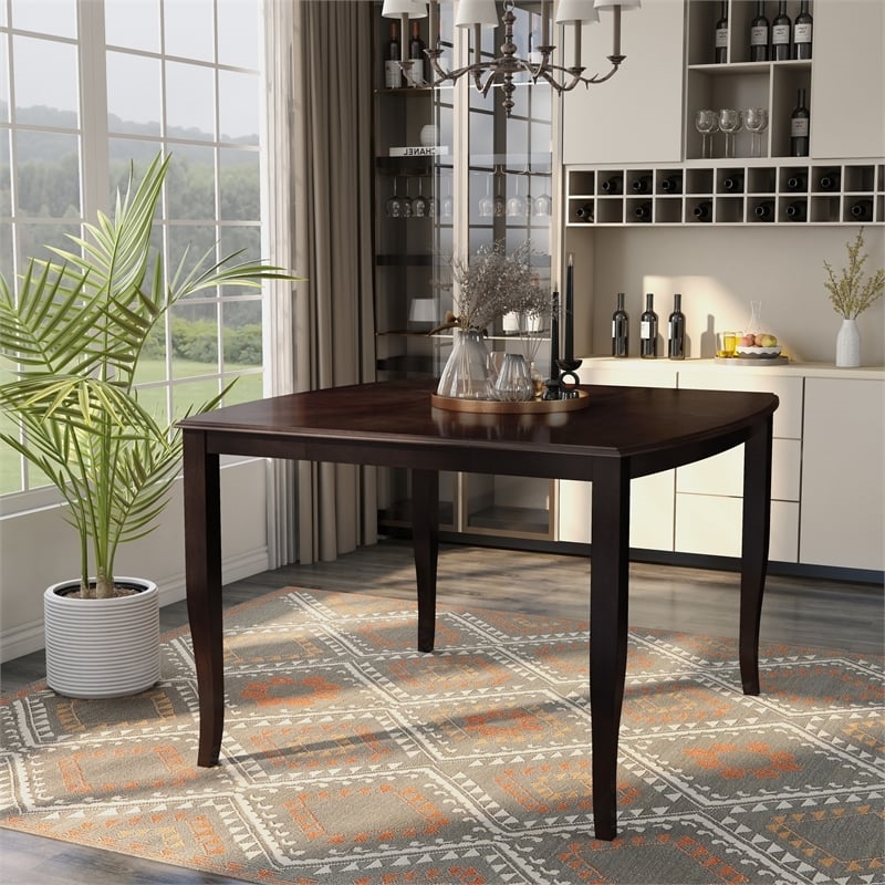 Bowery Hill Transitional Wood Expandable Counter Dining Table in Espresso